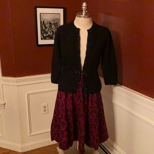 Karen Millen red leopard wool circle skirt, size 4